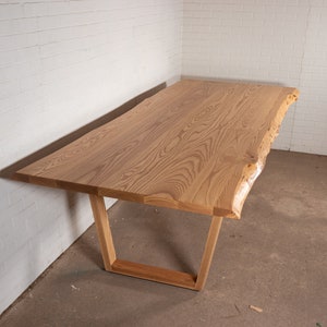 Large Dining Room Table, Wood Dining Table in Ash, Wood Table on Wood Angle Legs