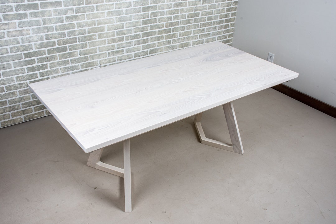 White Ash End Extension Dining Table, Modern White Hardwood Extending