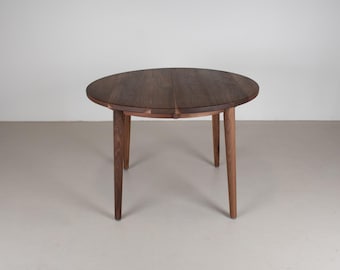 Round Extendable Walnut Dining Table, Modern Design
