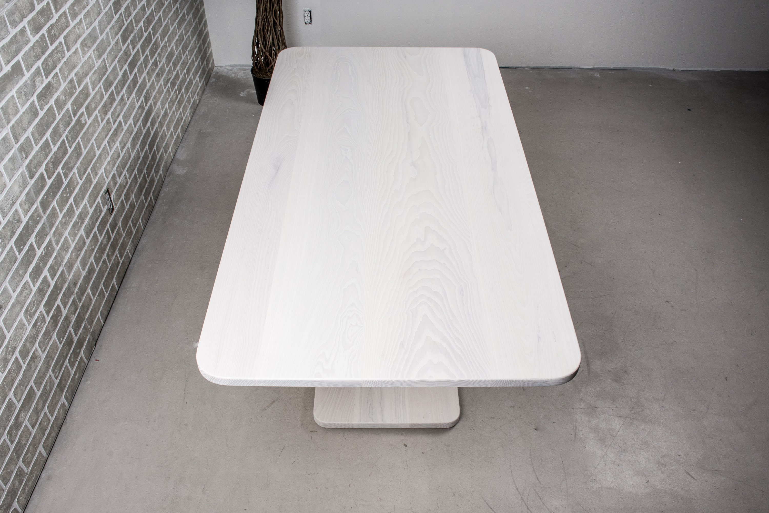White Ash Kitchen Table, Rectangle Pedestal Dining Table, Seats 6 - Etsy