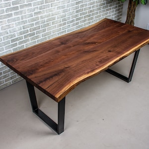 Walnut Live Edge Table, Live Edge Walnut Dinning Table, Industrial Style Dining Table, Walnut Table with Living Edge, Raw Edge Table
