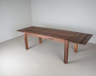 Extendable Rustic Dining Table, Walnut Farmhouse Kitchen Table , Farmhouse Wood Extension Table, Expandable Farm Tables