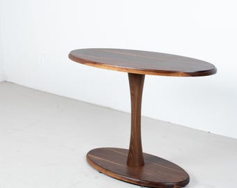 Small Oval Table for 2 with Custom Edge, Walnut Kitchen Banquette Table