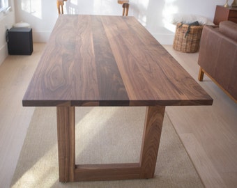 Mid Century Modern Dining Table, Narrow Walnut Dining Table on Square Walnut Legs, Large Danish Modern Table, Custom Wood Dining Room Table