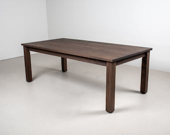 Rectangle Kitchen Table in Walnut, Blackened Walnut Parsons Table Made With Solid Wood, Mission Style Table for Kitchen or Dining Room