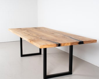 Bookmatch Natural Ash Dining Table on Steel Legs