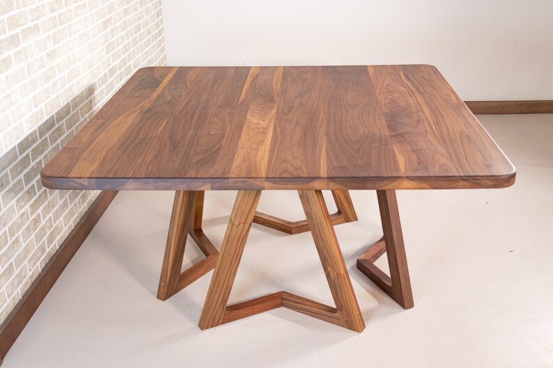 Square Walnut Table Large Dining Table 60 Square Wood Etsy