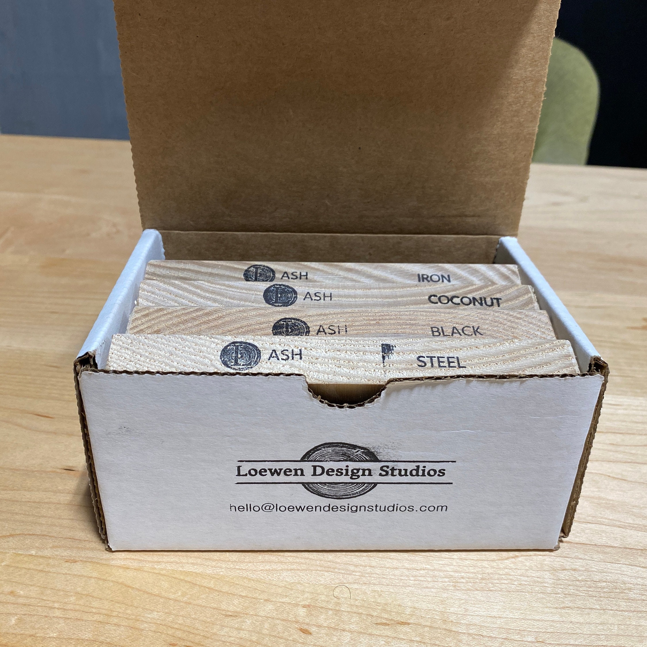 Loewen Design Studios Wood Finish Samples, Wood Color Swatches, Steel Color Swatches, Wood Sample Collection, Finish Samples for Wood Tables