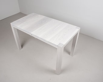 Extendable White Ash Wood Dining Table, Seats 8-10