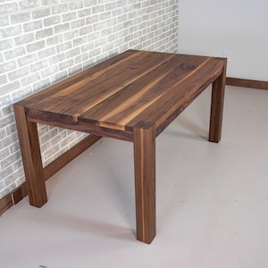 Small Dining Table for 2 or 4, Apartment Dining Table, Wood Table with Leg Showing Through the Table, Walnut Dining Table for Small Spaces