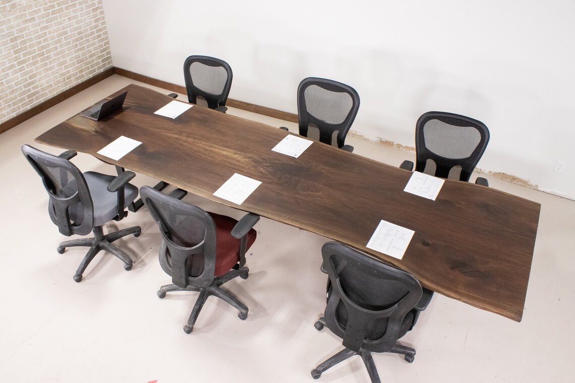 12 Foot Conference Table, Live Edge Conference Room Table in Book ...