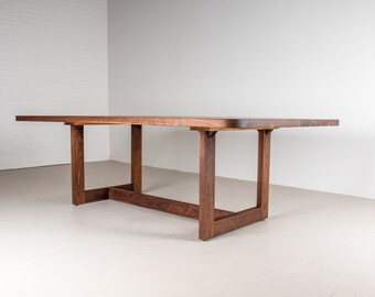 Walnut Trestle Table, Mid Century Modern Dining Table, Mid Century Trestle Dining Table in Walnut