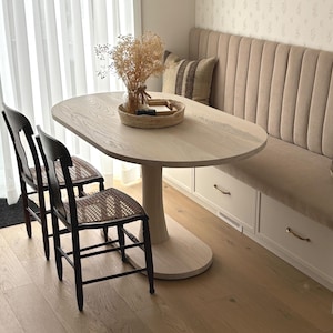 Oval Pedestal Table, Wood Pedestal Dining Table, White Pedestal Kitchen Nook Table, Pedestal Banquette Table, Custom Oval Table