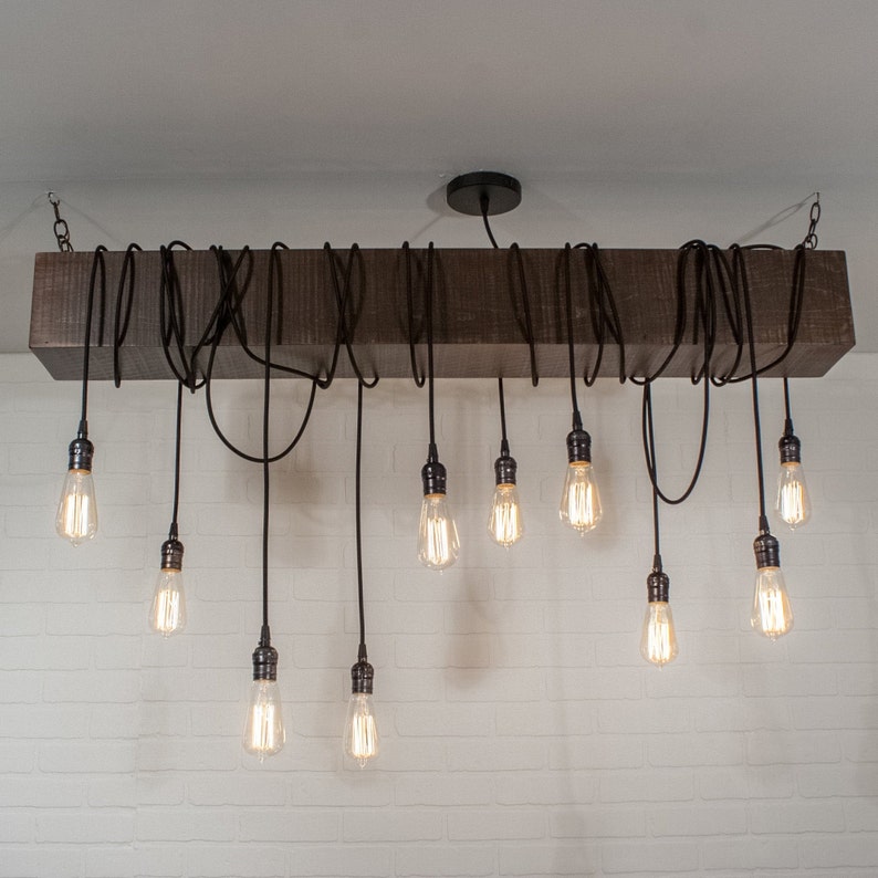 Wood Beam Light Industrial Lighting Fixture 10 Pendant | Etsy