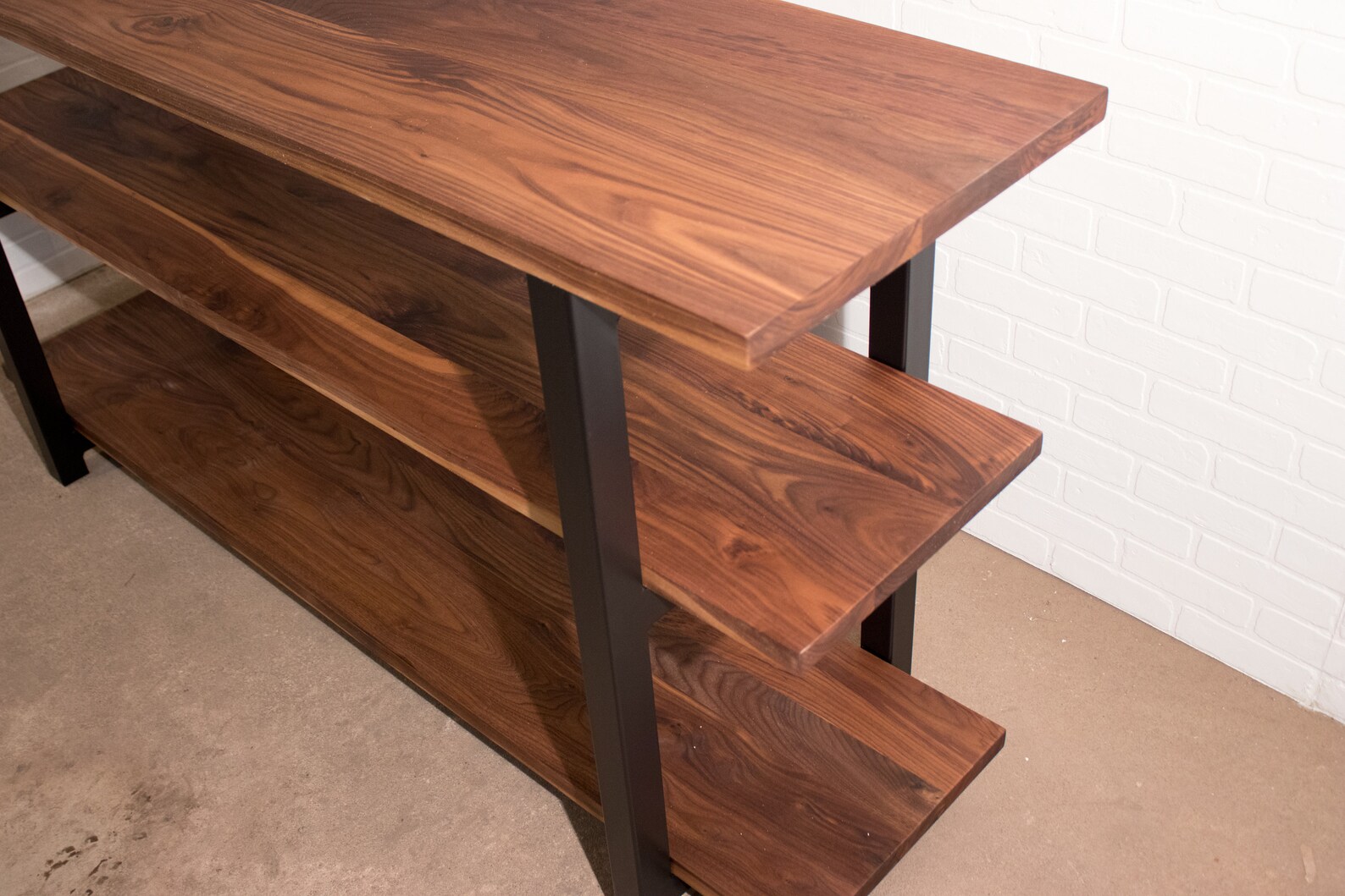 Walnut Shelving Walnut Ladder Shelf Wood and Steel Open - Etsy