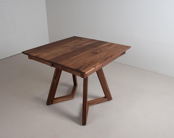 Square Dining Tables, 42" Square Extendable Table Dining, Small Walnut Dining Table, Extending Kitchen Table, Expandable Dining Table Square