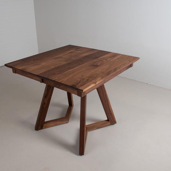 Walnut Extendable Square Dining Table, 42" Small Kitchen Table