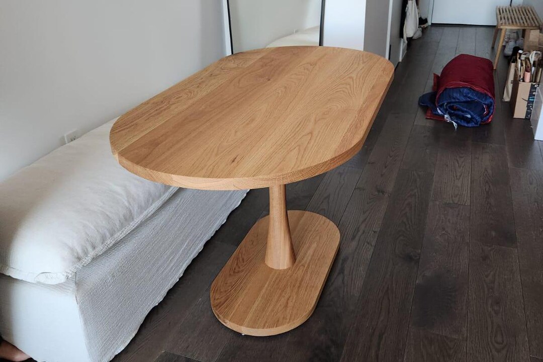 Narrow Oval Kitchen Table, Oval Oak Pedestal Table, Small Wood Dinning Tables, Wood Table for a ...
