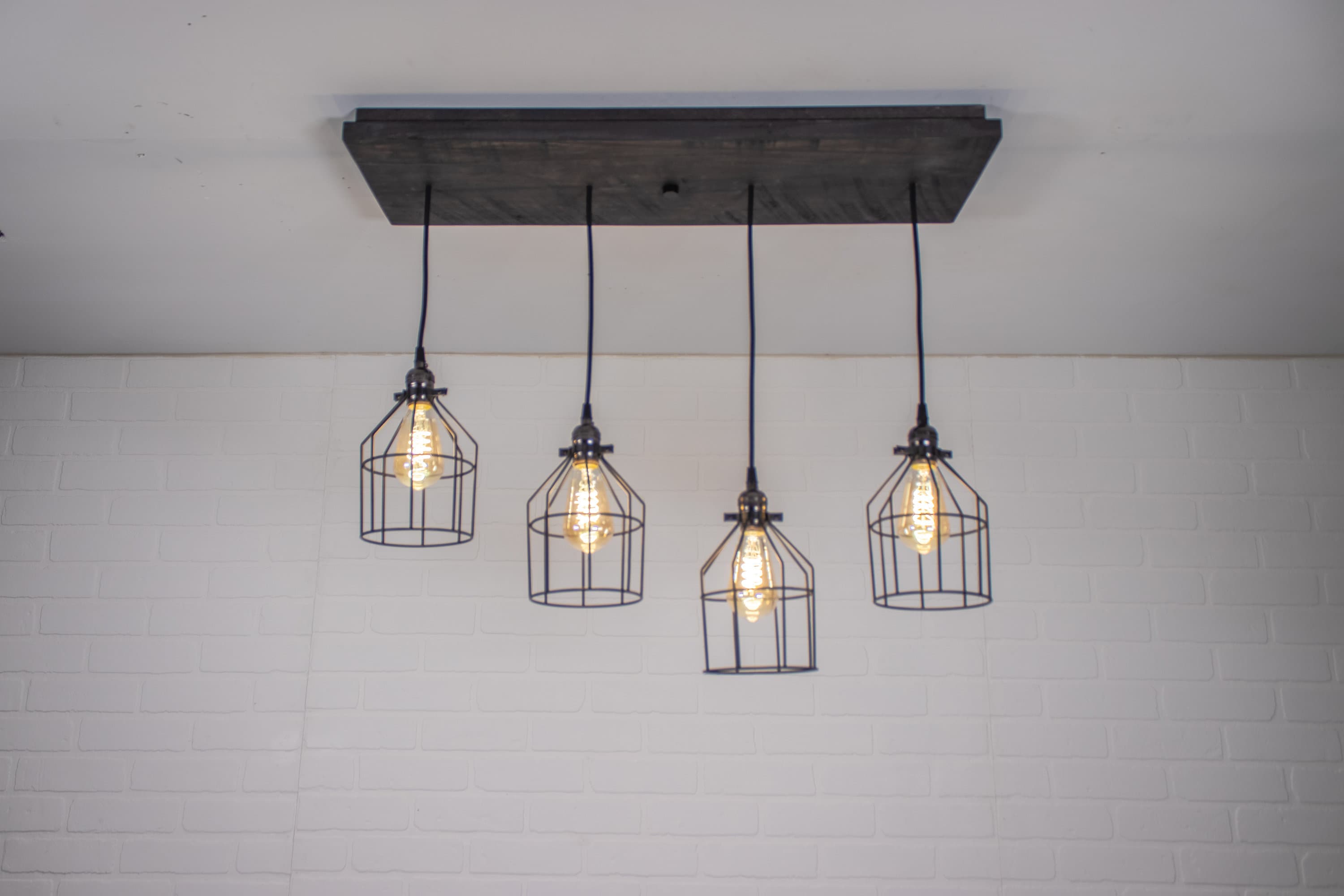 Kitchen Island Lighting 4 Pendant Farmhouse Plank Light Wood Etsy