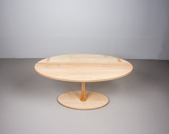 Oval Maple Table, Small Kitchen Table on Pedestal Base, Wood Table for Kitchen Banquette, Natural Wood Dining Table, Small Oval Dining Table