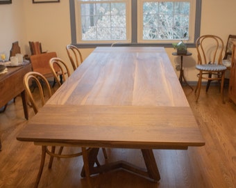 Walnut Extendable Table, Expandable Walnut Dining Table, Extendable Dining Table with 2 Leaves, Extending Dining Room Table