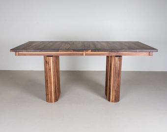 Extendable Dining Table in Walnut, Elegant Mid Century Modern Extension Table, Walnut Dining Table with Leaves