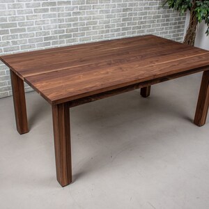 Wood Parsons Table, Walnut Dining Table, Wood Farmhouse Table for Kitchen or Dining Room, Sturdy Walnut Kitchen Table