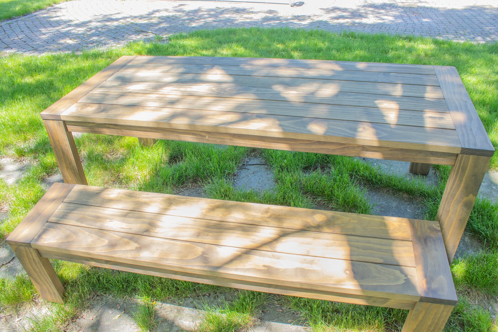 Wood Outdoor Table and Bench Wood Patio Table - Etsy