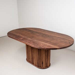Oval Walnut Dining Table With Solid Walnut Chairs, Pedestal Base - Etsy
