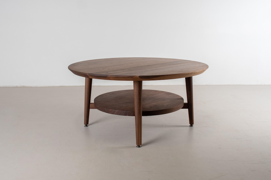 Round Walnut Coffee Table With Shelf, Midcentury Modern Design Etsy — free download