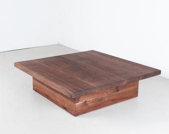Square Walnut Coffee Table, Large 52" Living Room Table