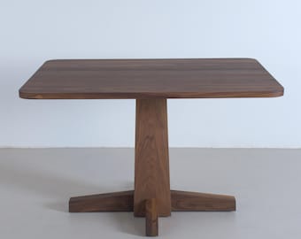 Small Walnut Rectangle Pedestal Dining Table