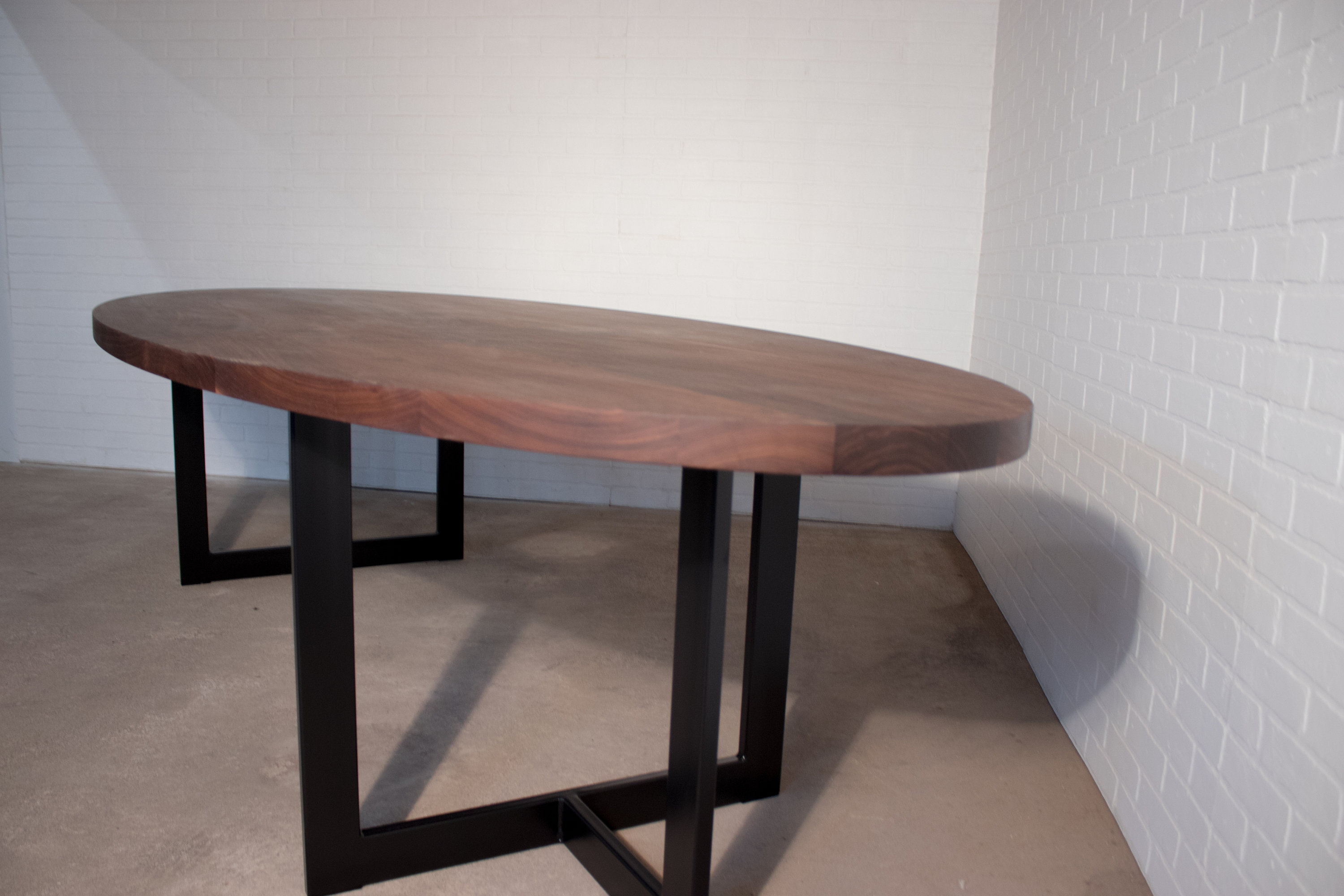 Large Oval Dining Table Walnut Dining Table on Steel Legs Etsy