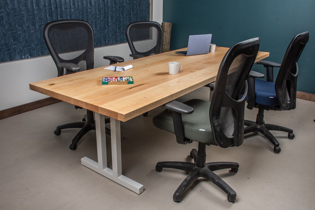 Maple Conference Table on White Legs, Boardroom Table, Conference Room ...