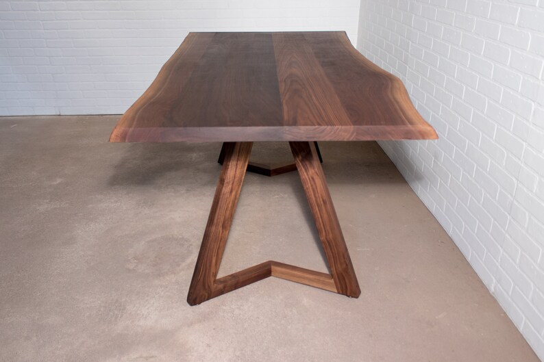 Live Edge Walnut Table Walnut Dining Table on Walnut Chevron Etsy