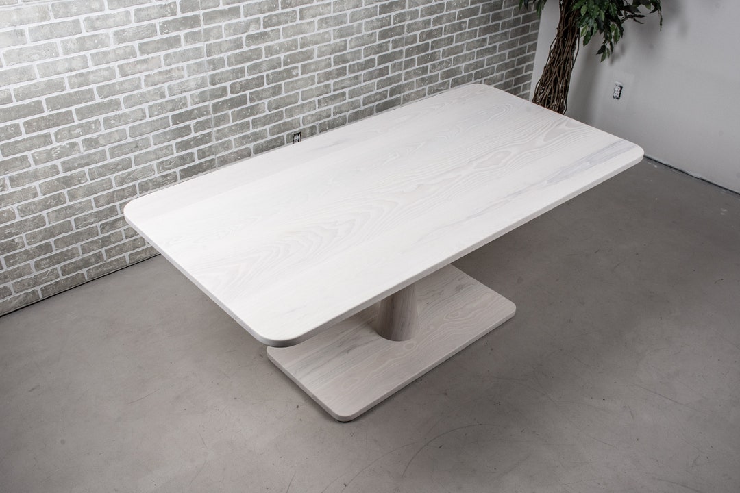 White Ash Kitchen Table, Rectangle Pedestal Dining Table, Seats 6 - Etsy
