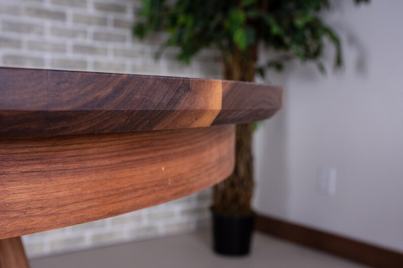 Round Extending Dining Table Walnut Extendable Kitchen Table Etsy