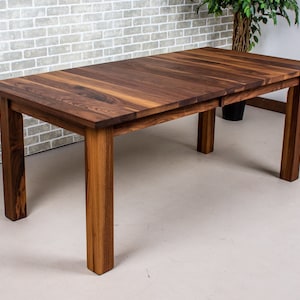 Expandable Dining Table, Extendable Walnut Dining Table, Walnut Extension Table, Extending Table with 2 Leaves in the Center