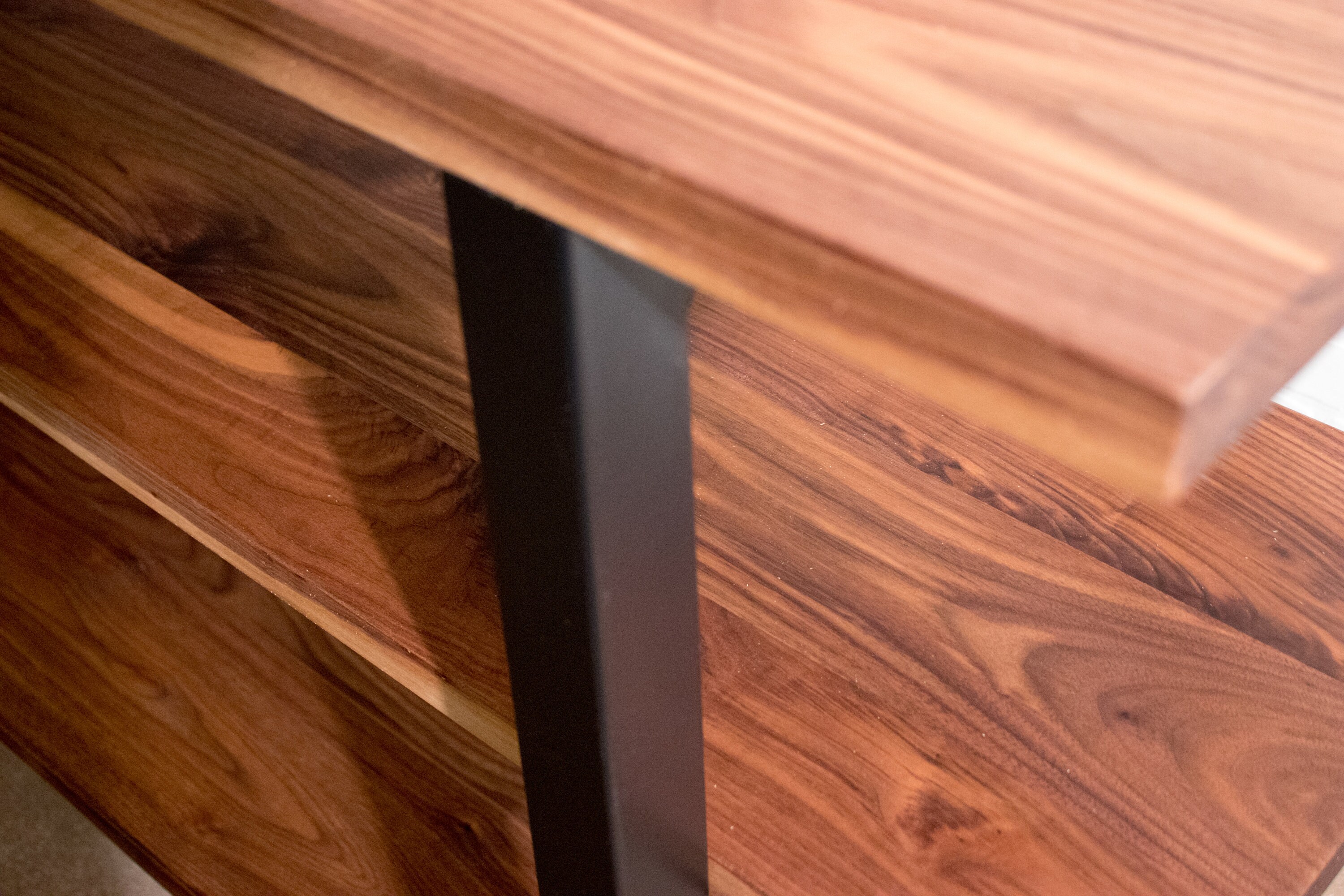 Walnut Shelving Walnut Ladder Shelf Wood and Steel Open Etsy