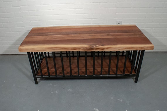 Steel Cage Coffee Table Live Edge Walnut Coffee Table Etsy