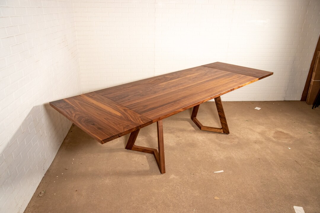 Extension Dining Table, Custom Walnut Extendable Table, Dining Table With 2 Leaves, Large Wood ...