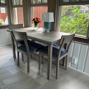 Grey Dining Table, Small Oak Dining Table, Oak Kitchen Parsons Table ...