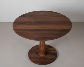 42" Round Walnut Pedestal Dining Table, Small Kitchen Table