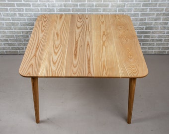 Small Extending Dining Table, Extendable Farmhouse Table, Wood Kitchen Table with Leaves, Square Kitchen Table, Square Wood Extension Table