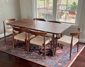Mid Century Dining Table, Walnut Dining Room Table, Midcentury Modern Table, MidCentury Rectangle Dining Table, Solid Wood MCM Dining Table