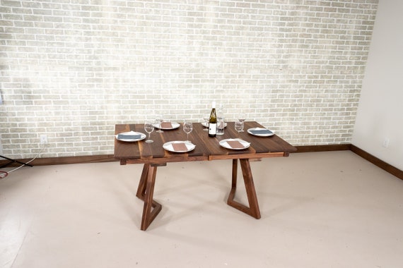 Walnut Extension Dining Table, Geared Mechanism, Expandable With