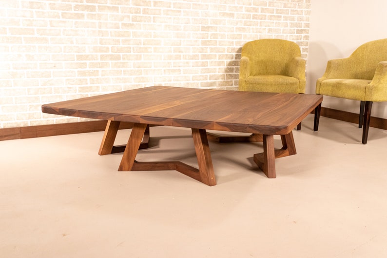 Large Walnut Coffee Table Mid Century Coffee Table Made of Etsy