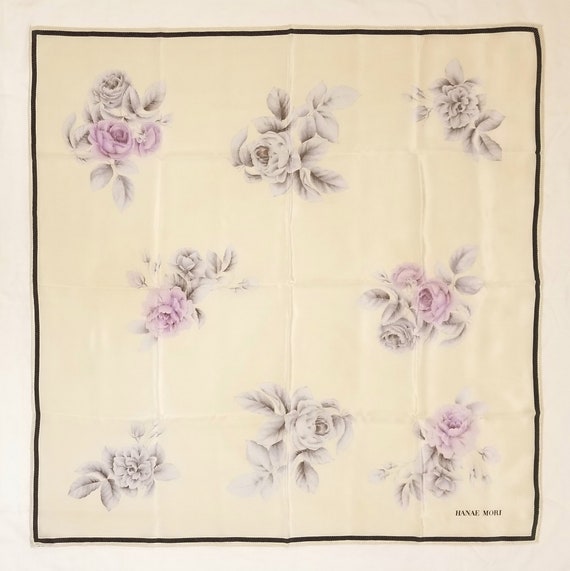 1980's Hanae Mori silk scarf - floral pattern