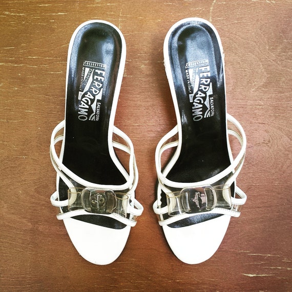 1980's Salvatore Ferragamo sandal bow pumps - size