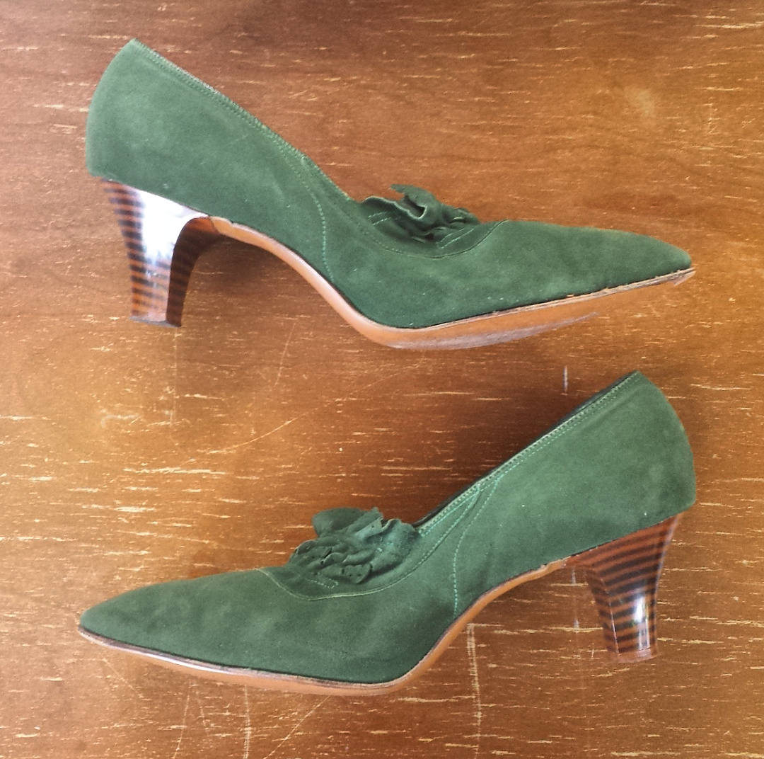 forest green suede pumps